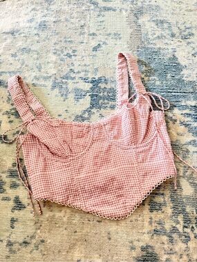 For Love And Lemons Pink Gingham tank